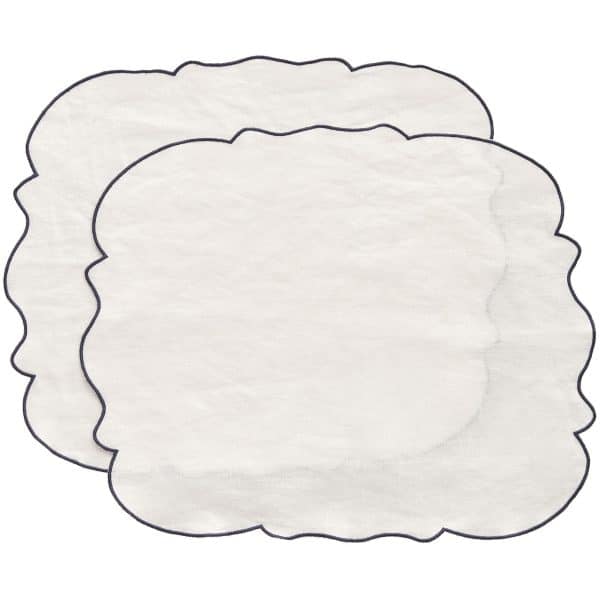 Decotique Gia dækkeserviet hør 45 Ã 35 cm 2-pak, hvid/blå